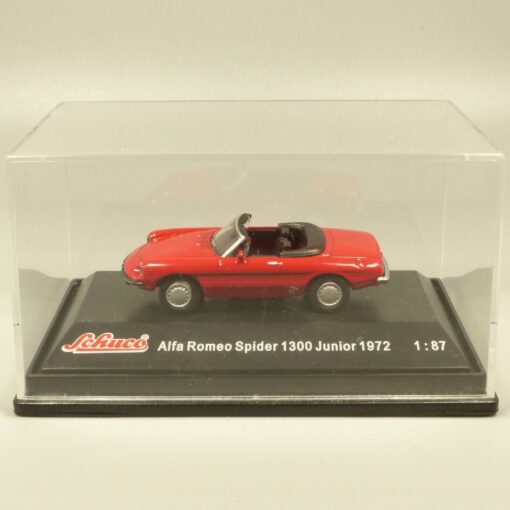 Schuco 1:87 21968 Alfa Romeo Spider 1300 Junior 1972 rot in PC-Box EX5986