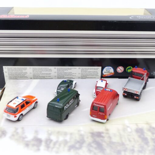 Schuco 1:87 9655 Einsatzfahrzeuge der Feuerwehr + Polizei 6er-Set in OVP EX6649 – Bild 3