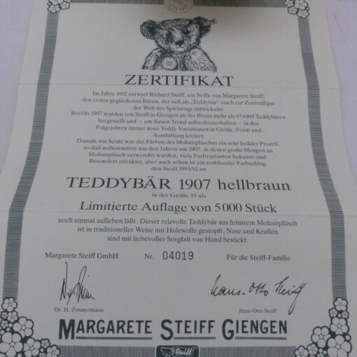 Steiff 406034 Teddybnär 1907 hellbraun ca. 33 cm Replica in OVP EX4751 – Bild 6
