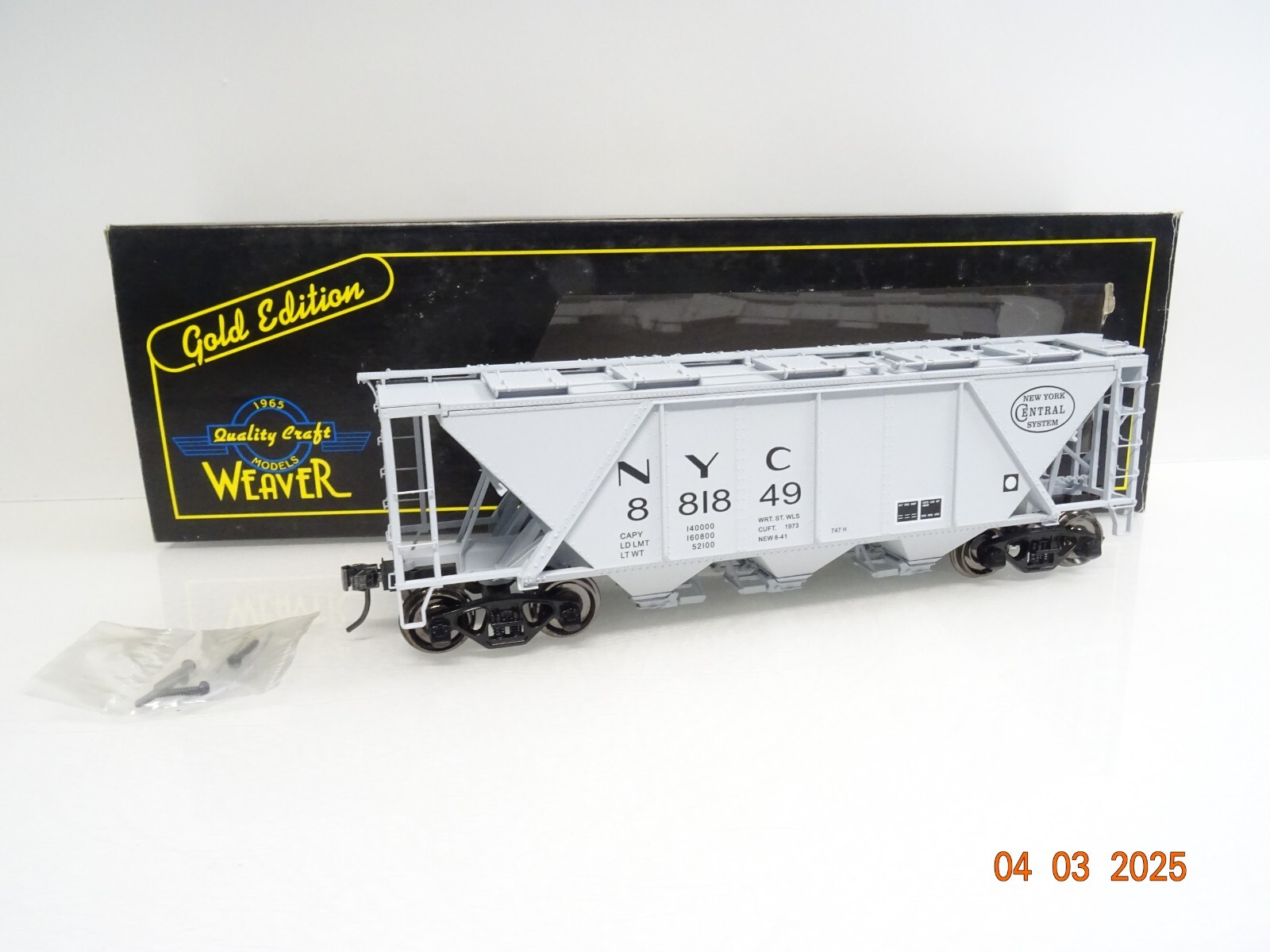 Weaver Models Spur 0 G24001 US Schüttgutwagen NYC in OVP LE9091