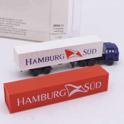 Wiking 1:160 N 095001 Magirus 235D Container-Sattelzug Hamburg Süd in OVP EX6768 – Bild 3