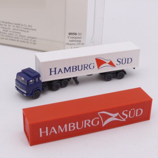 Wiking 1:160 N 095001 Magirus 235D Container-Sattelzug Hamburg Süd in OVP EX6768