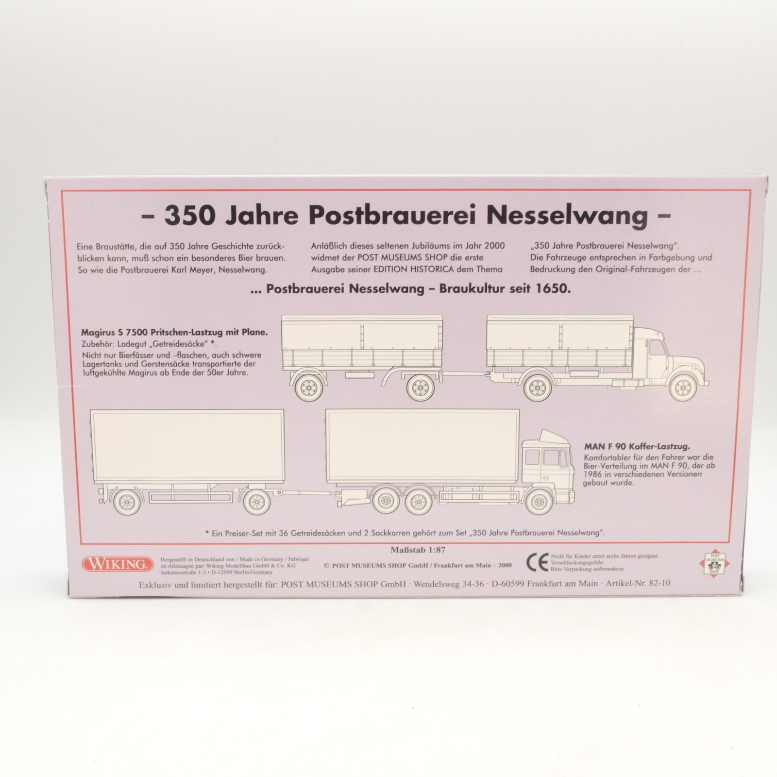 Wiking 1:87 82-10 Set No. 1 350 Jahre Postbrauerei Nesselwang in OVP RG8910 – Bild 4