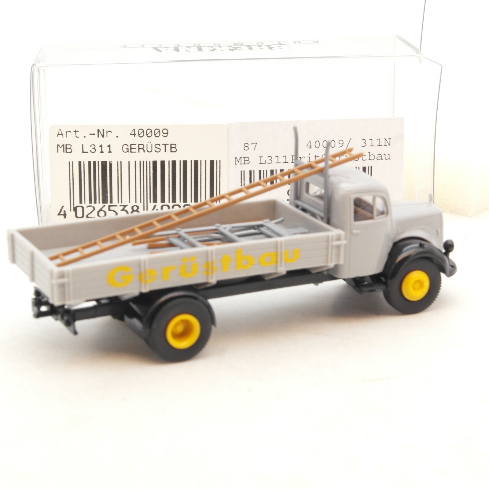 Brekina 1:87 40009 Mercedes L 311 Pritsche Gerüstbau in OVP RG458 – Bild 3