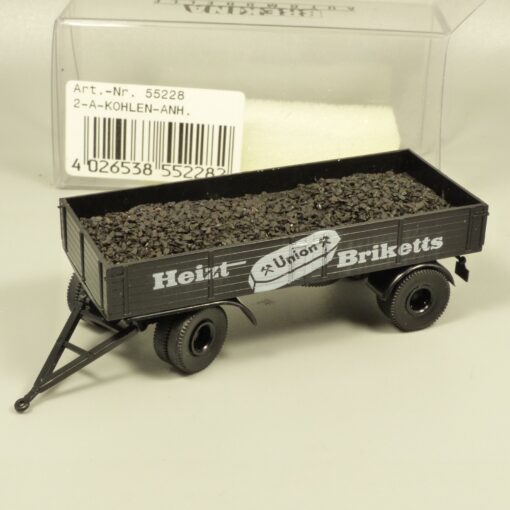 Brekina 1:87 55228 Kohlen-Anhänger 2-achs Heizt Union Briketts in OVP EX7242