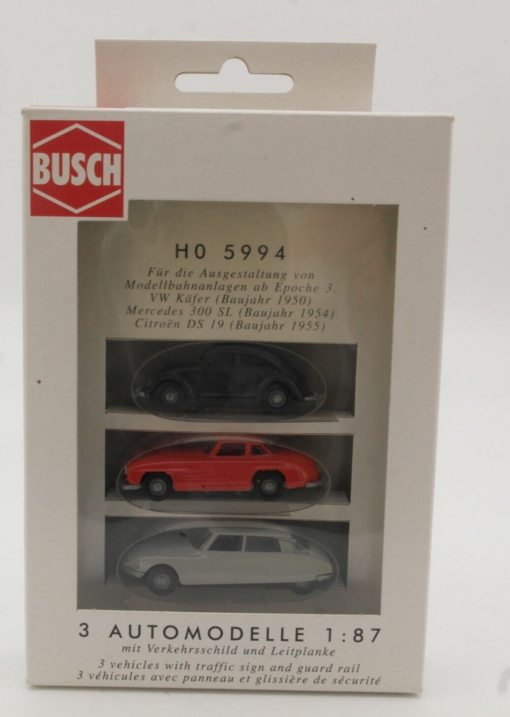 Busch 1:87 5994 3 Automodelle VW Mercedes Cirtoen in OVP QR6379