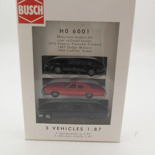 Busch 1:87 6001 3 Automodelle Pontiac Dodge und Cadillac in OVP QR6380 – Bild 3