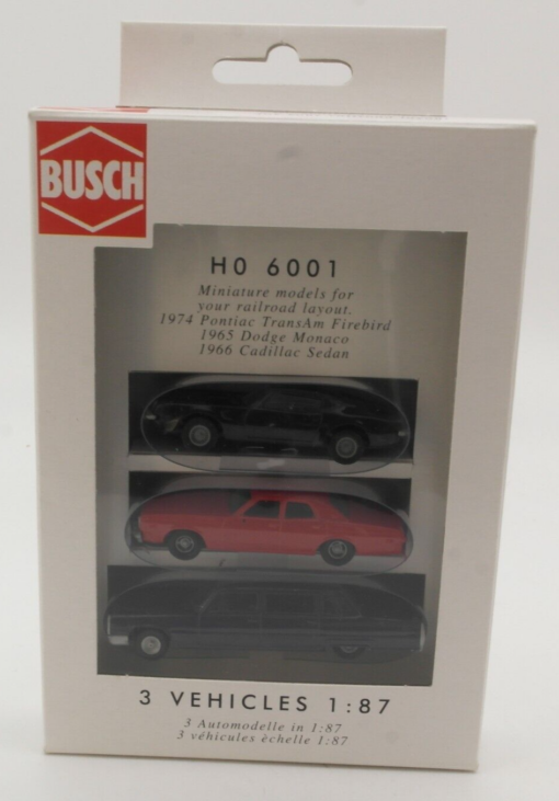 Busch 1:87 6001 3 Automodelle Pontiac Dodge und Cadillac in OVP QR6380