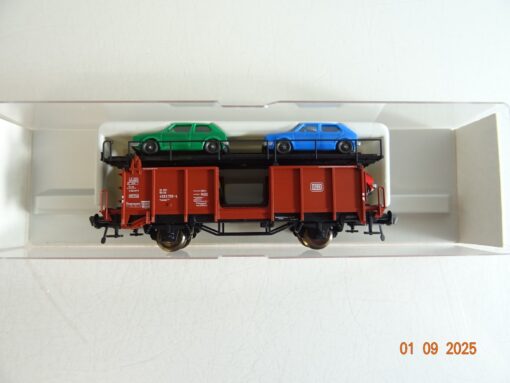 Fleischmann H0 5225 Autotransportwagen mit 4 PKW´s der DB in OVP BH56