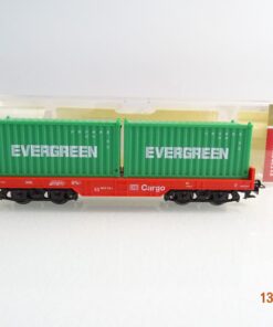 Fleischmann H0 Flachwagen mit 2 Container Evergreen der DB in EVP PR7559