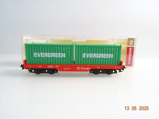 Fleischmann H0 Flachwagen mit 2 Container Evergreen der DB in EVP PR7559