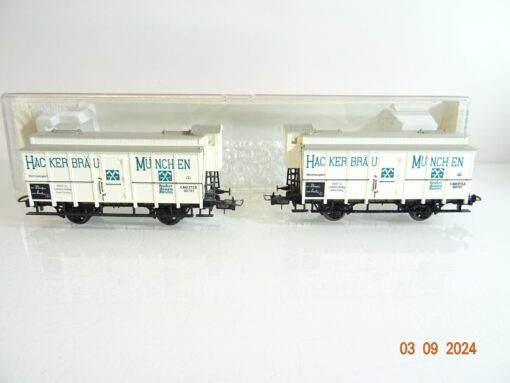 Fleischmann H0 gedeckte Güterwagen Set Hacker Bräu der K.Bay.Sts.B.in EVP PR2414