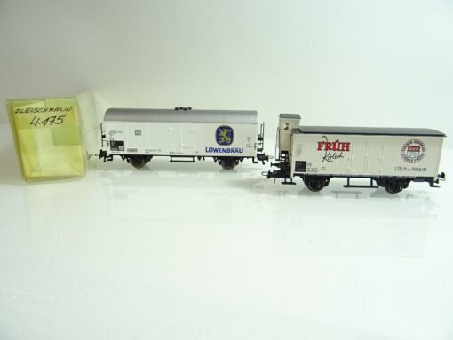 Fleischmann H0 zwei Kühlwagen "früh Kölsch u. Löwenbräu" der DB EVP PR123
