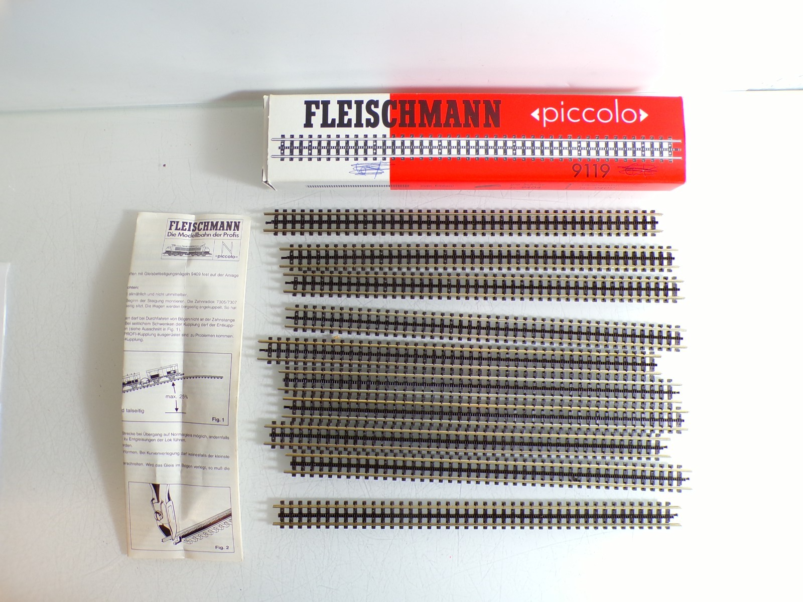 Fleischmann Piccolo 9119 N Flexibles Zahnstangengleis 10 Stück in OVP PK2524