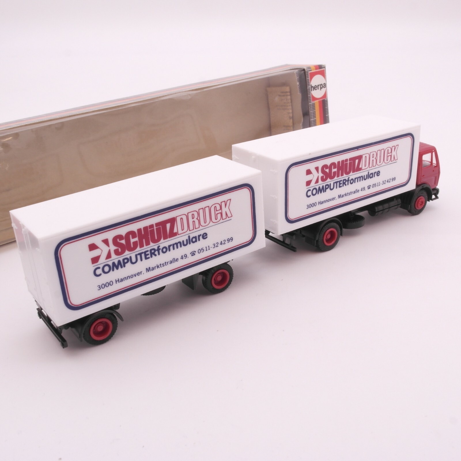 Herpa 1:87 MB Hängerzug Schütz Druck in OVP RT3946 – Bild 3