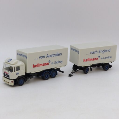 Herpa 1:87 Nr.: 177573 MAN F2000 Hängerzug Hellmann, siehe Bilder o. EB8298