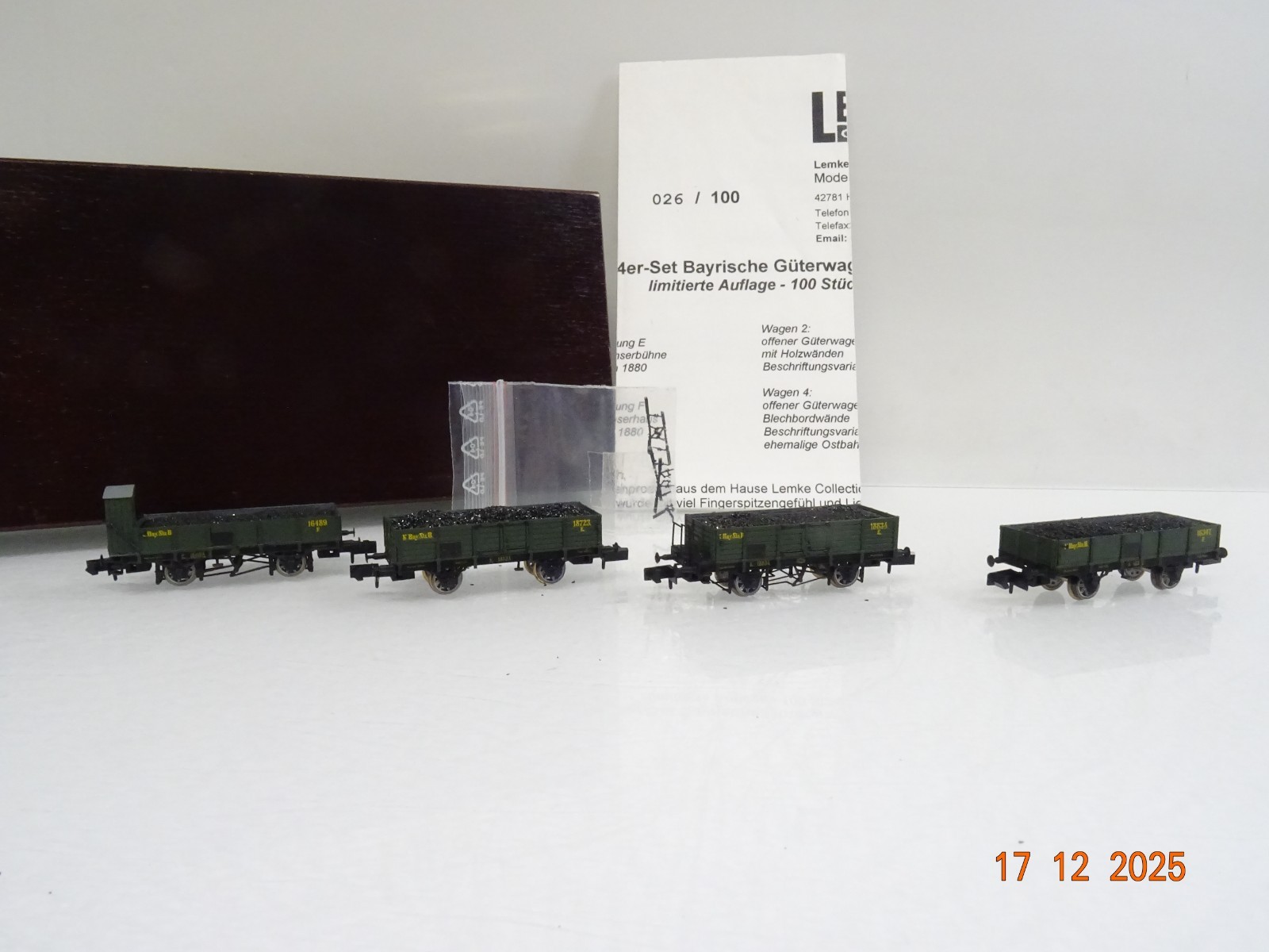 Lemke Collection N LC2564 Kohlewagen-Set 4tlg. der K.Bay.Sts.B. in OVP JL5182