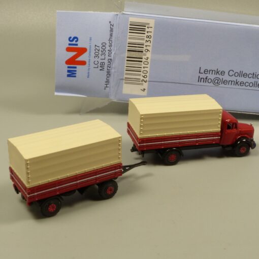 Lemke Minis 1:160 LC3027 MB L3500 Hängerzug rot-schwarz in OVP EX6153 – Bild 3