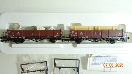 Liliput H0 21608 offene Güterwagen-Set 2 tlg. mit Ladung der DB in OVP PR7444 – Bild 3