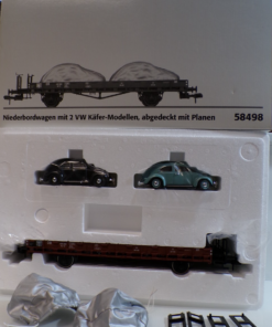 Märklin 1 58498 Niederbordwagen mit 2 VW Käfer mit Planen der DB in OVP BH2093