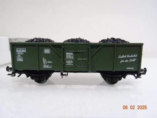 Märklin H0 44340.001 Hochbordwagen grün mit Kohle der DB in OVP PR5827 – Bild 3