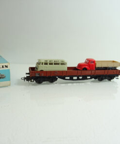 Märklin H0 4515 Niederbordwagen mit Lkw und Bus in OVP TF678