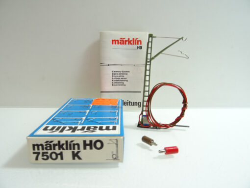 Märklin H0 7501 K Oberleitungs-Anschlussmast mit Kondensator in OVP C2228