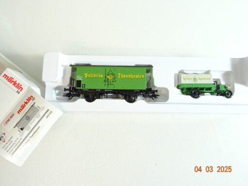 Märklin H0 94142 Bierwagen Postbräu Thannhausen u. LKW K.Bay.Sts.B in OVP PR6314
