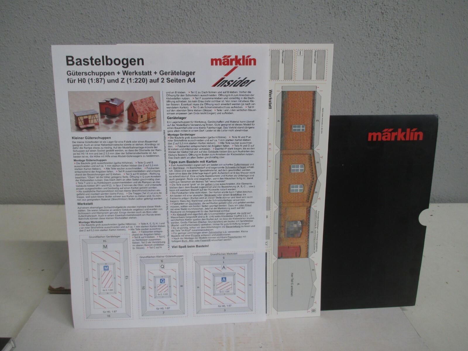 Märklin insider H0 Bastelbogen Güterschuppen+Werkstatt+Gerätelager m.OVP  WZ2190