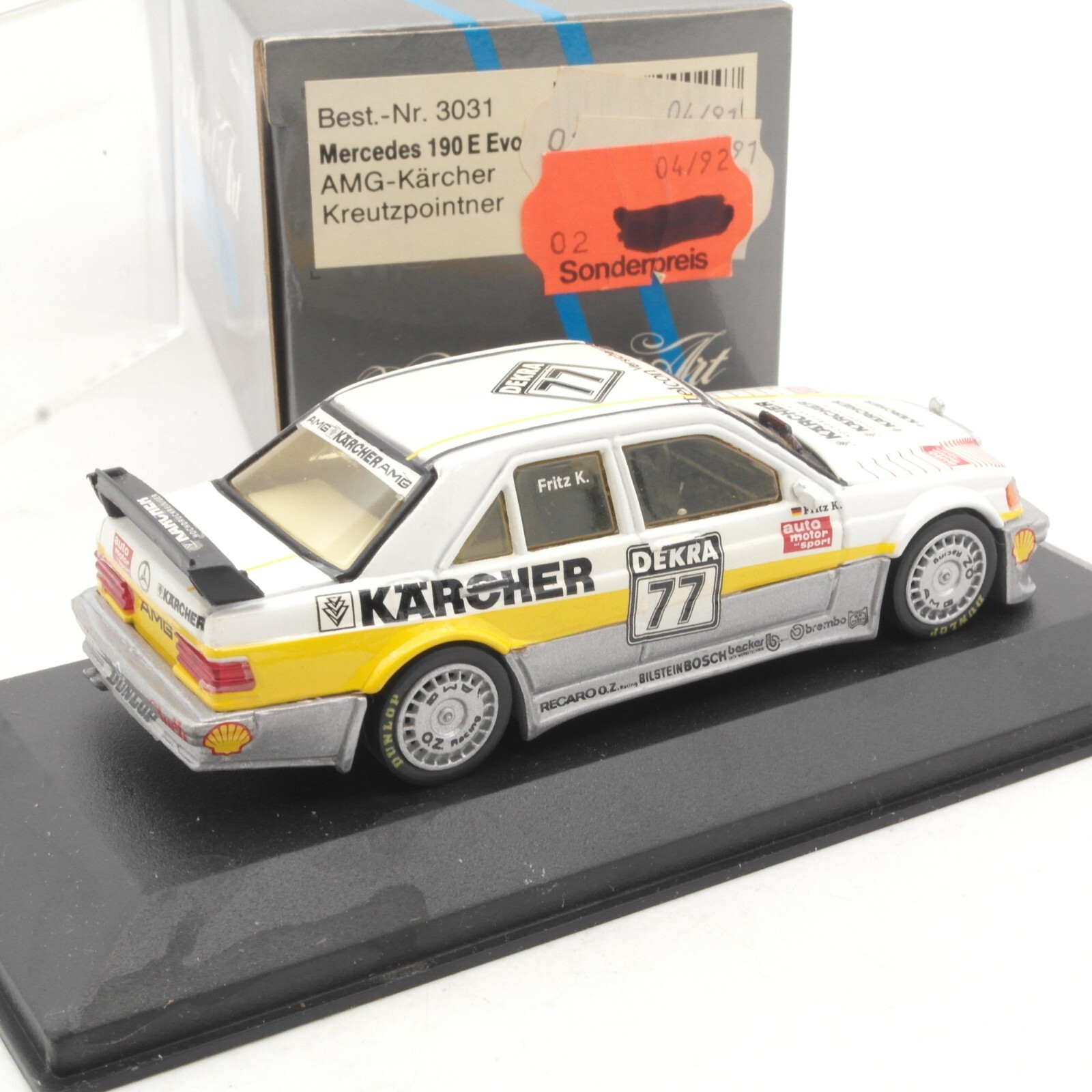 Minichamps 1:43 3031 Mercedes 190 E Evo Kreutzpointner #77 Kärcher in OVP RA9513 – Bild 3