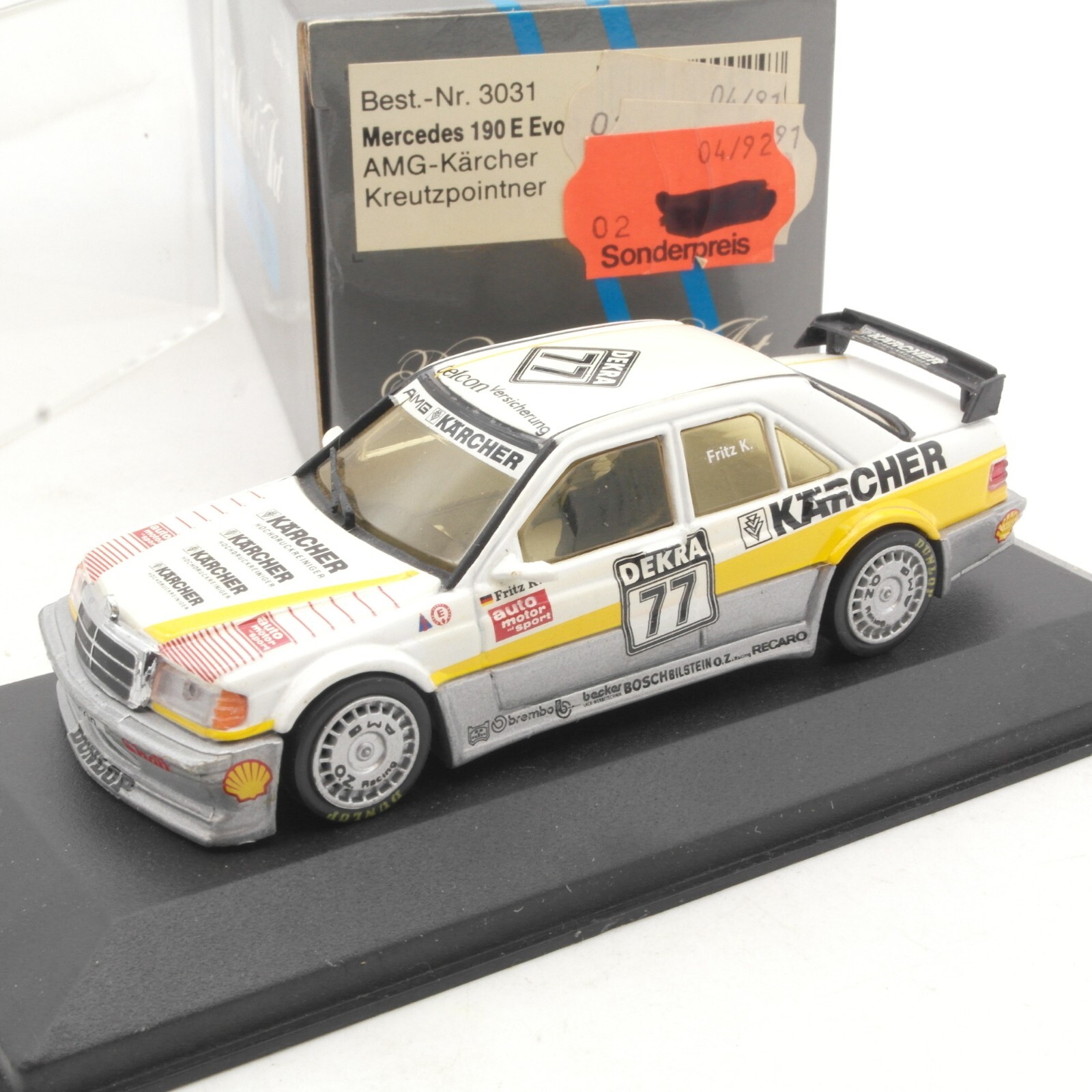 Minichamps 1:43 3031 Mercedes 190 E Evo Kreutzpointner #77 Kärcher in OVP RA9513