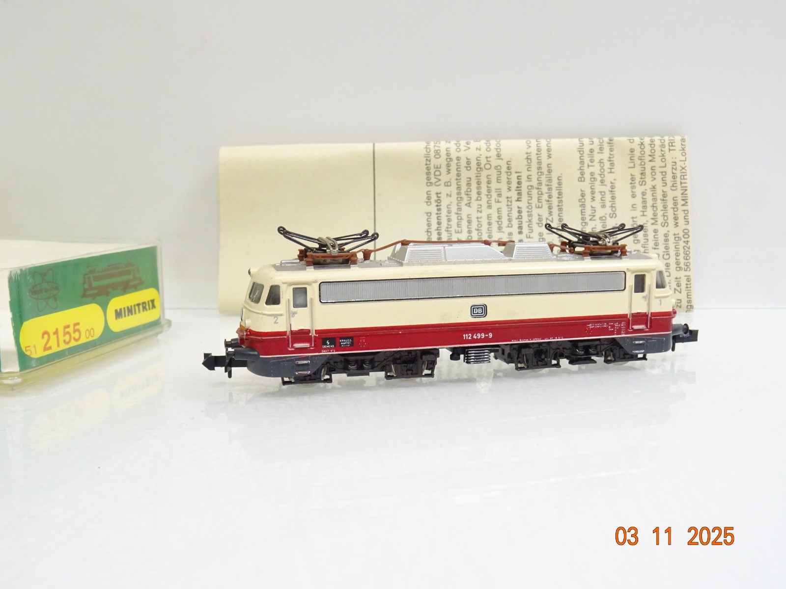 Minitrix N 2155 E-Lok BR 112 499-9 der DB EMS in OVP JL4091