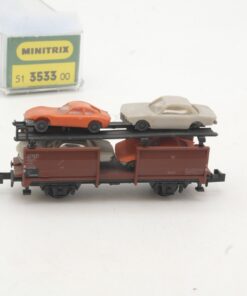 Minitrix N 3533 Autotransportwagen mit 4 PKW der DB in OVP RR5722