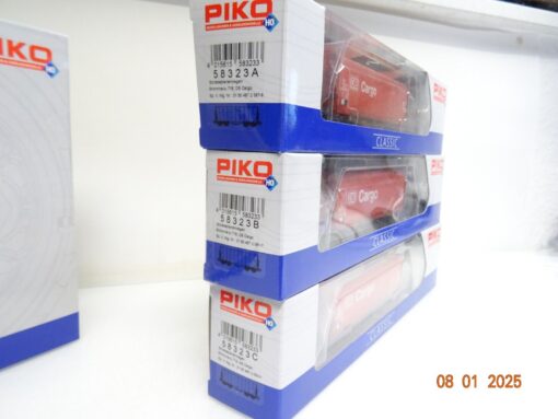 Piko H0 58323 A/B/C Schiebeplanwagen Set 3 tlg der DB in OVP PR5152 – Bild 3