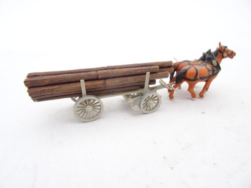 Preiser H0 Gespann mit Leiterwagen + Langholz RR1677 o. – Bild 3