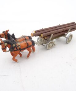 Preiser H0 Gespann mit Leiterwagen + Langholz RR1677 o.
