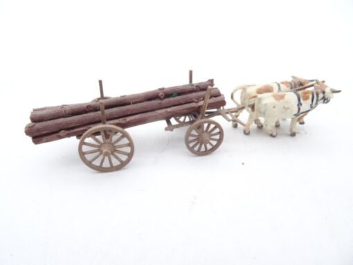 Preiser H0 Ochsengespann mit Leiterwagen + Holz RR1680 o. – Bild 3