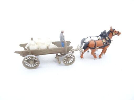 Preiser H0 Pferdegespann mit Anhänger + Ladegut RR1699 o. – Bild 3