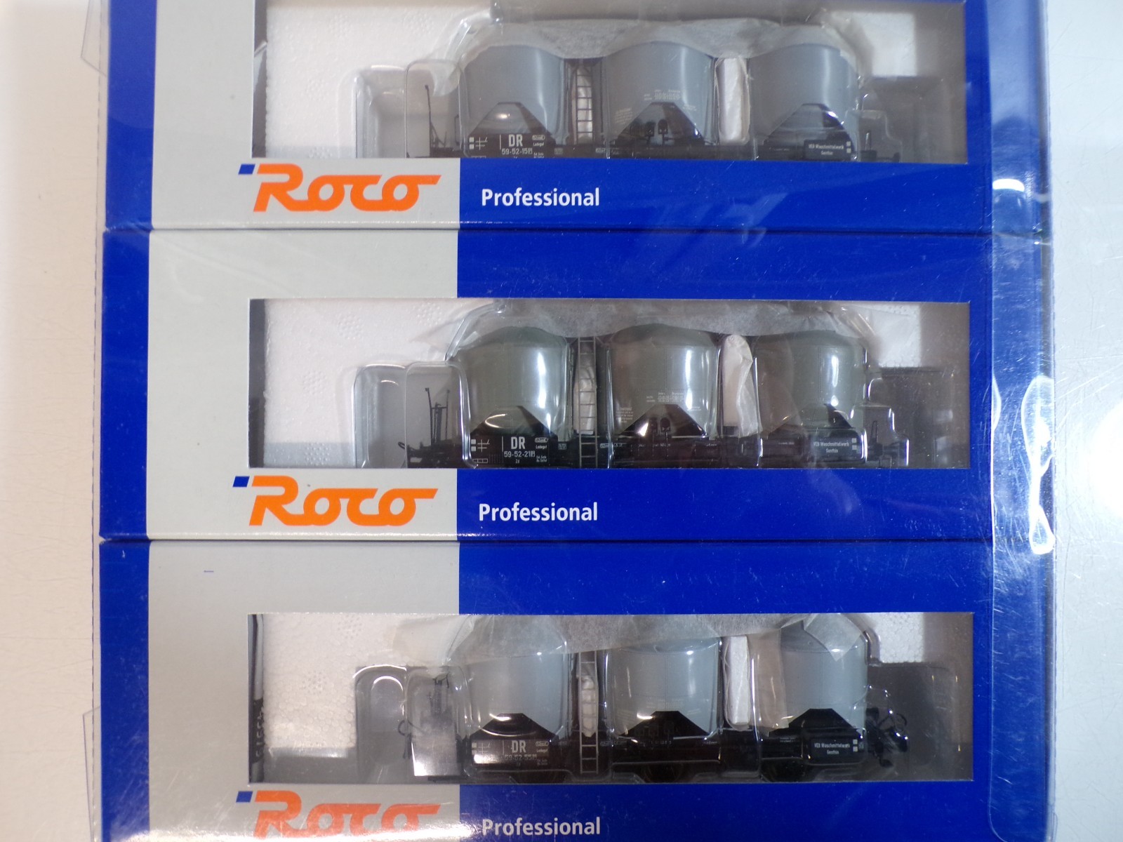 Roco H0 45979 Wagen-Set Staubsilowagen 3 tlg. der DR in OVP BH1924 – Bild 4