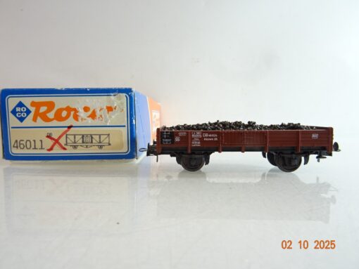 Roco H0 46011 Niederbordwagen mit Ladung Schotter der DB in OVP BH338