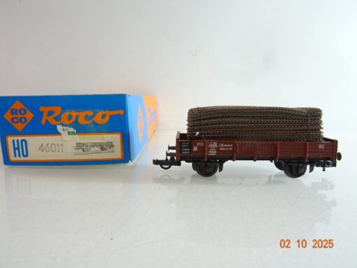 Roco H0 46011 Niederbordwagen mit Ladung der DB in OVP BH337