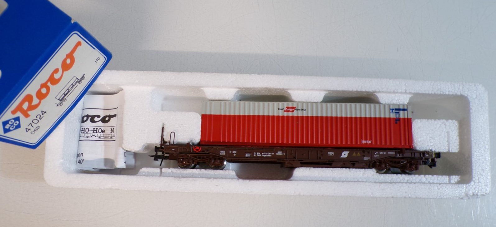 Roco H0 47024 AC Containerwagen mit Container der ÖBB in OVP für Märklin BH1808
