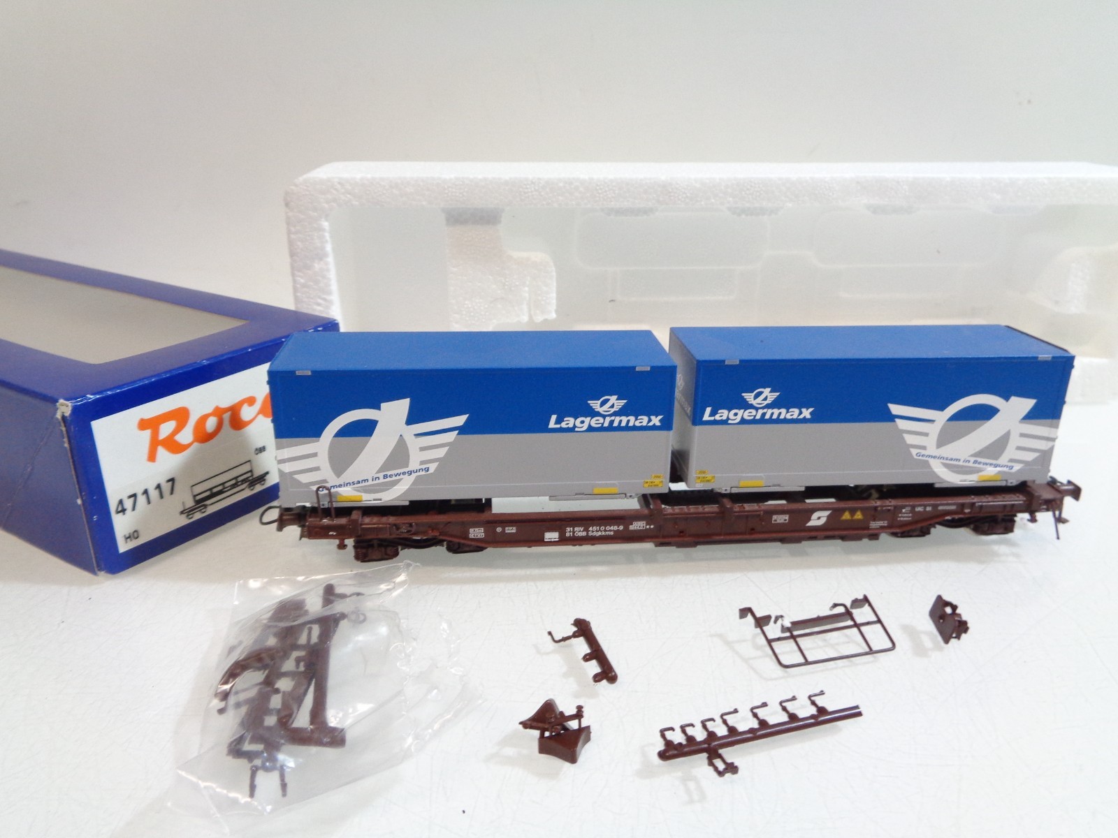 Roco H0 47117 AC Taschenwagen mit Container Lagermax in OVP RR5674 – Bild 3