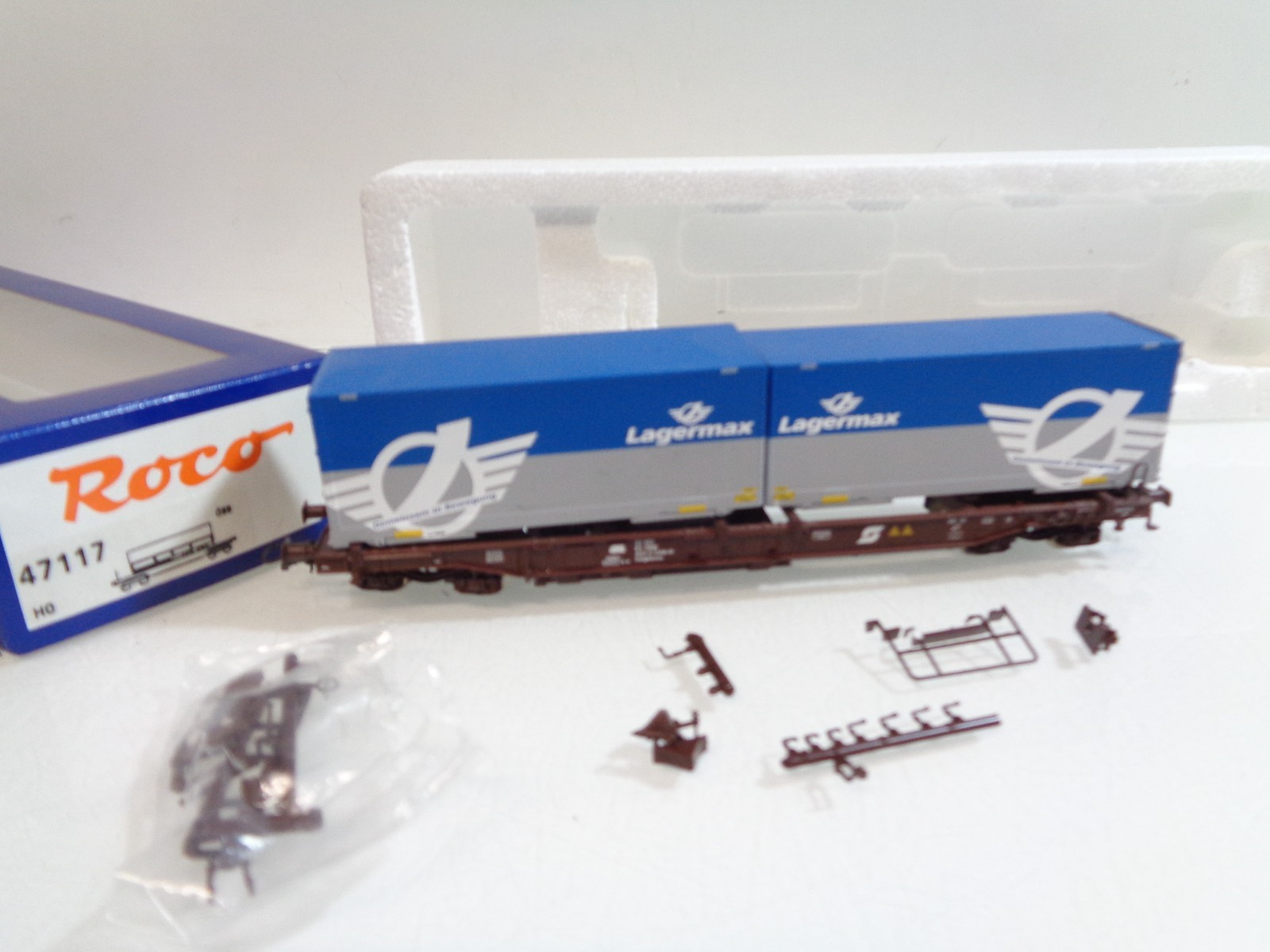 Roco H0 47117 AC Taschenwagen mit Container Lagermax in OVP RR5674