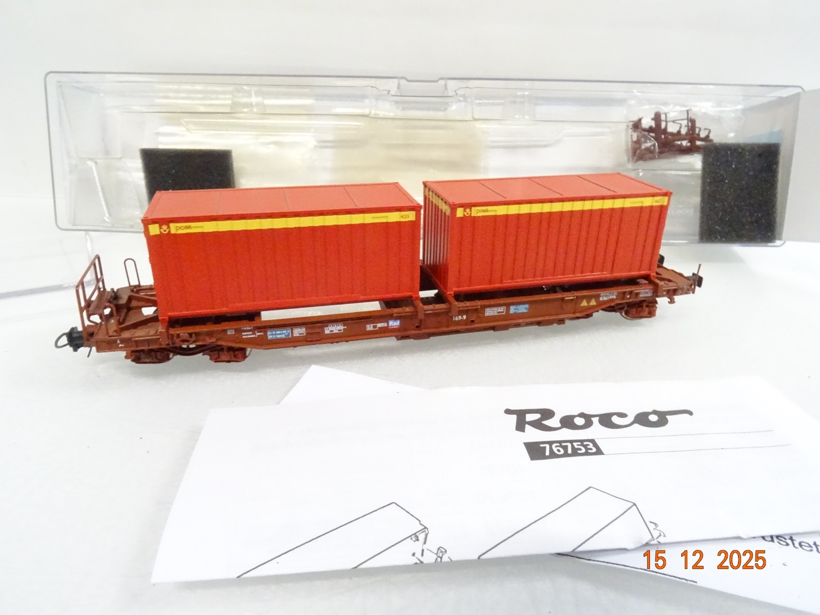 Roco H0 76753 AC Taschenwagen mit 2 Container der SJ in OVP RR5663