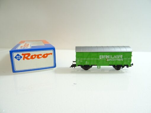 Roco H0 gedeckter Güterwagen Breuer Spedition der DB in OVP TF366