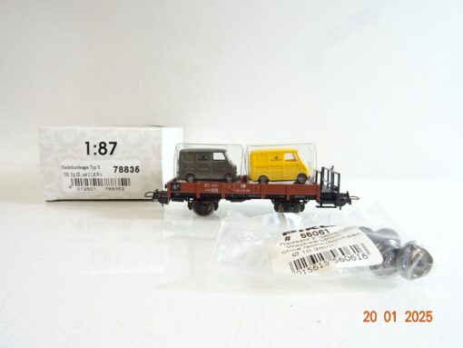 Sachsenmodelle H0 78835 Niederbordwagen mit 2 LKW´s der DB in OVP PR5409