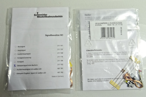 Schneider Signalbausatz H0 211192 Gleissperrsignal siehe Foto in OVP CK1762 o.