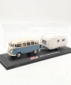 Schuco 1:43 VW Bus T1 Samba mit Wohnanhänger in PC-Box RR1367