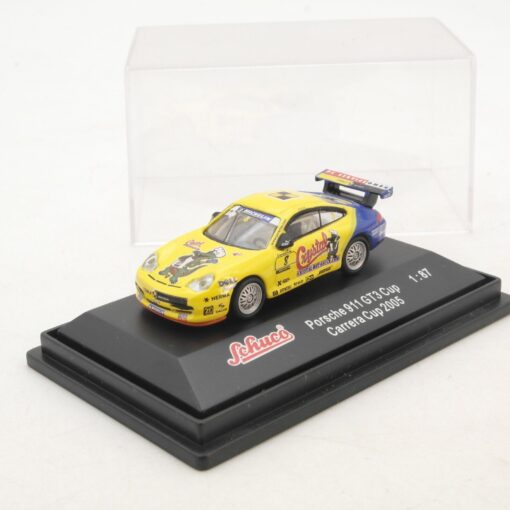 Schuco 1:87 Porsche 911 GT3 Cup Carrera Cup 2005 in PC Box RG7320